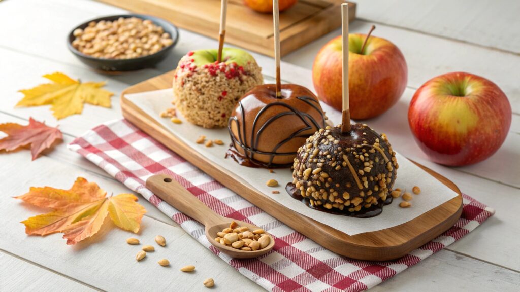 A Flat Lay Of A Caramel Apple Serving Platter With