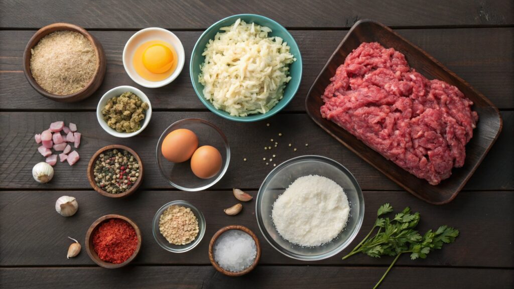 A Neatly Arranged Flat Lay Of Ingredients For Porc