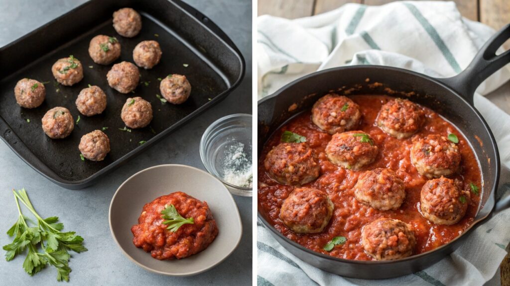 A Step By Step Collage Of Porcupine Meatballs Bein