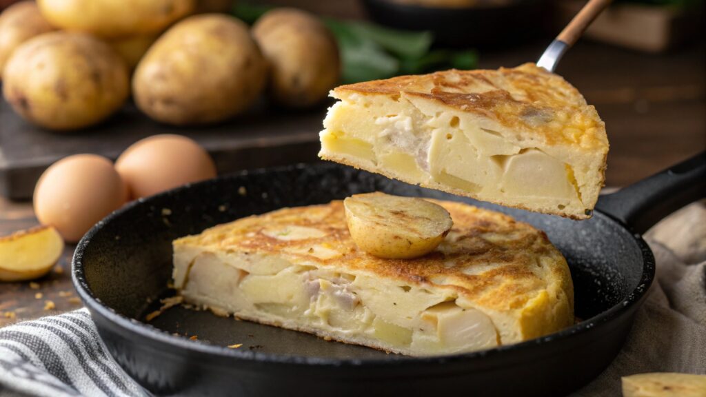 Close Up Shot Of A Slice Of Tortilla Of Patate Bei