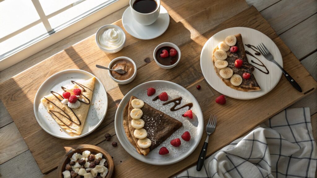 Overhead Shot Of A Breakfast Table With Chocolate